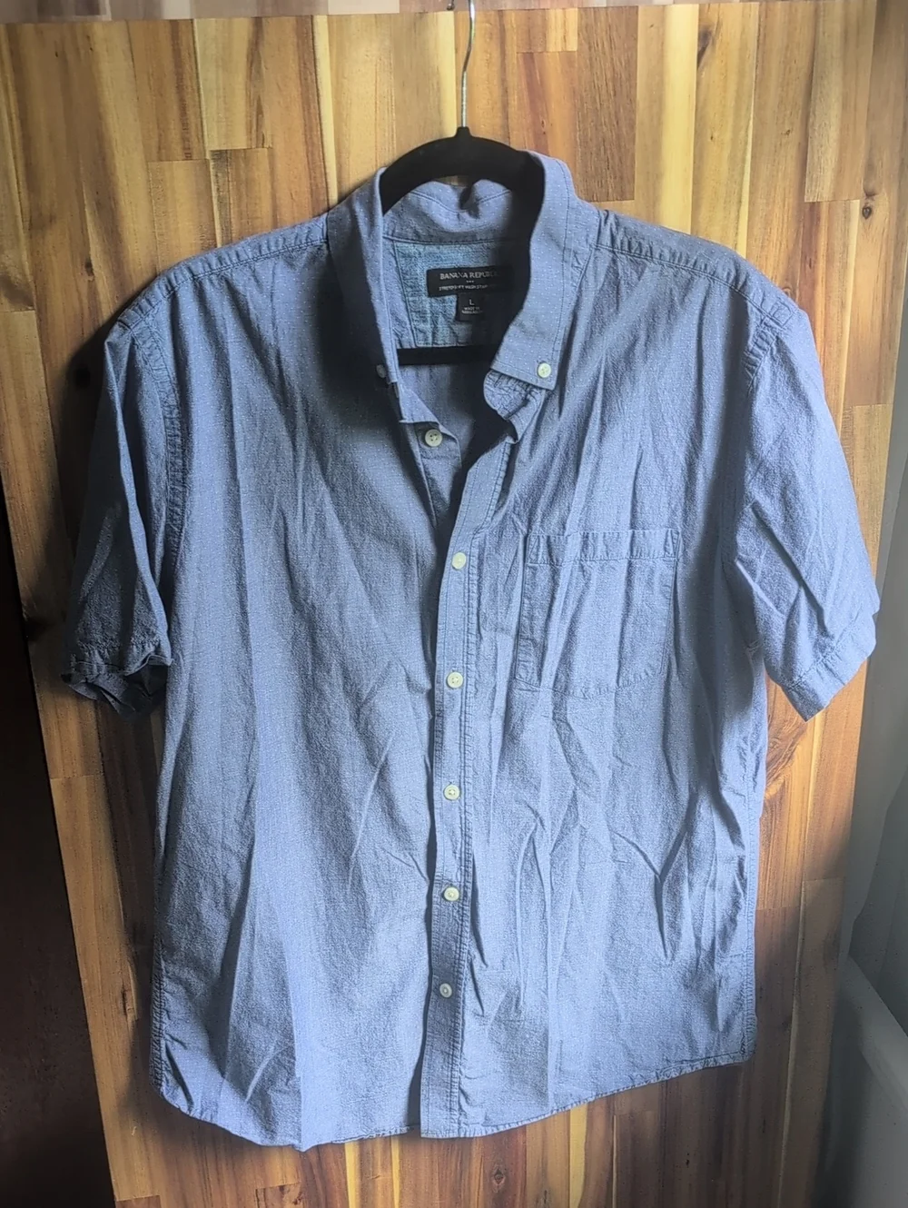 Banana Republic Men's Large Standard Fit Short Sleeve Button Down